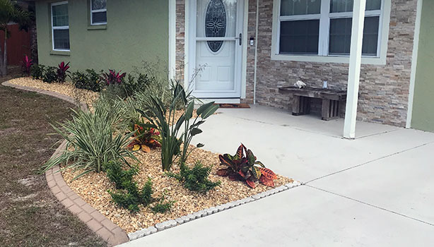 Front walkway landscaping cleaned up